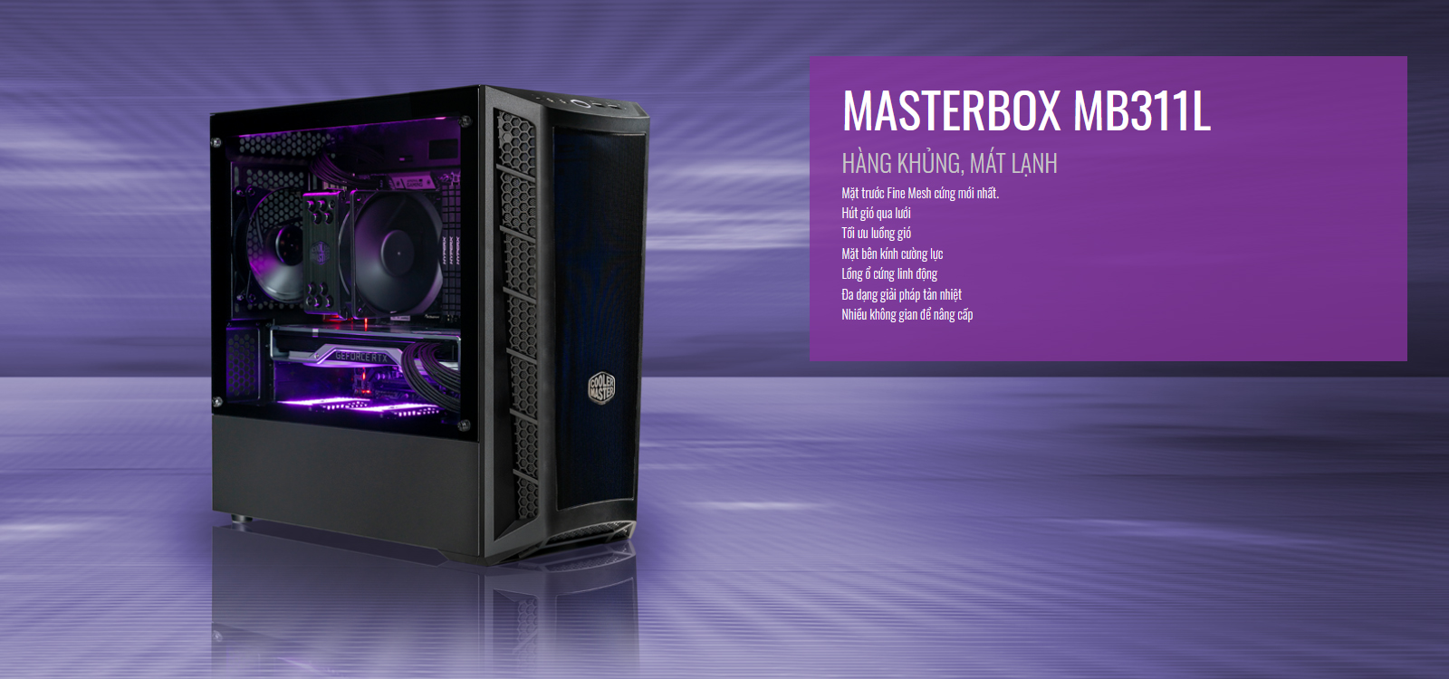 Cooler Master MasterBox MB311L (Mini Tower/Màu đen/Mặt lưới) giới thiệu